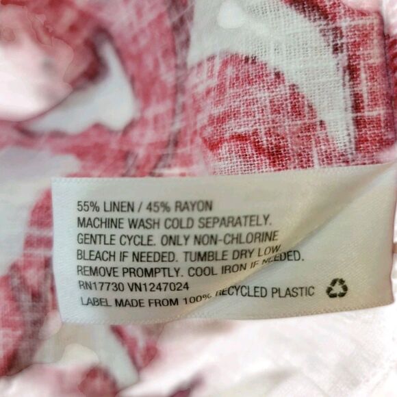 Rhode X Target Dress Womans 10 Red Zinnia Floral Print Midi Ruffle Linen NWT - Picture 9 of 10